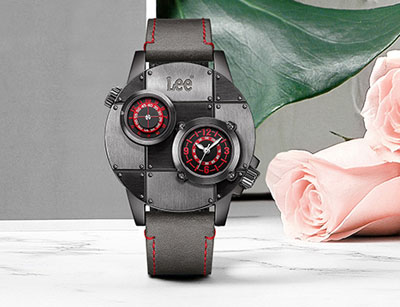 創(chuàng)意lee男士雙時區(qū)手表